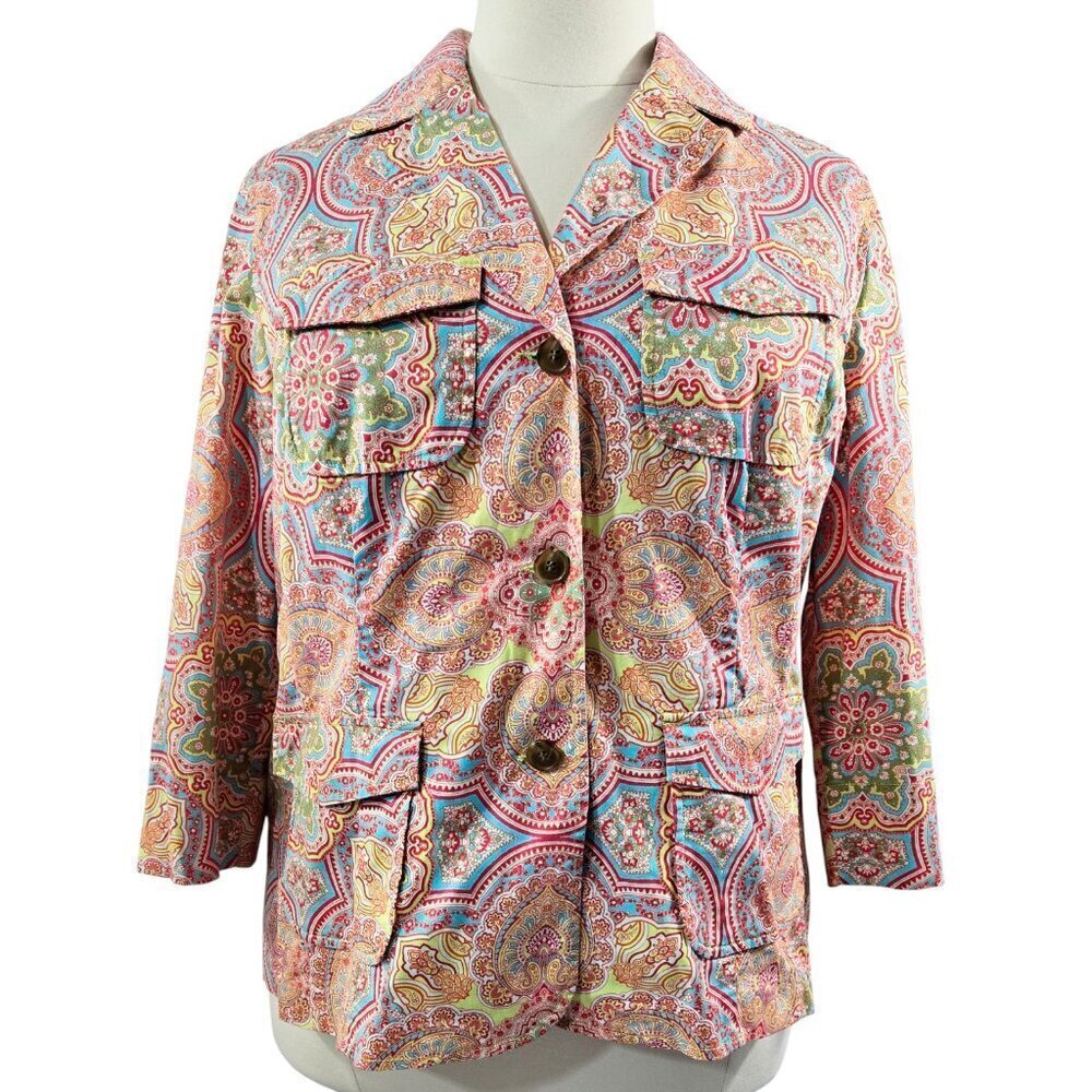 Charter Club Boho Abstract Paisley Multicolor Lightweight Jacket Maximalist